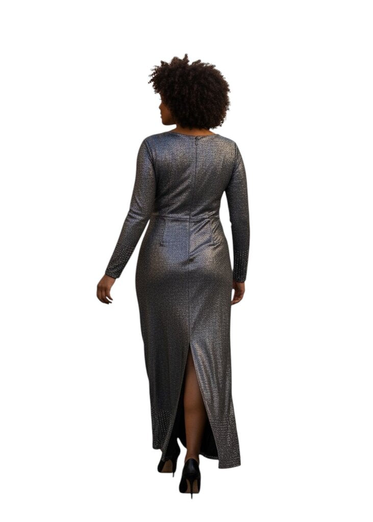 Lurex Long Sleeve Maxi Dress