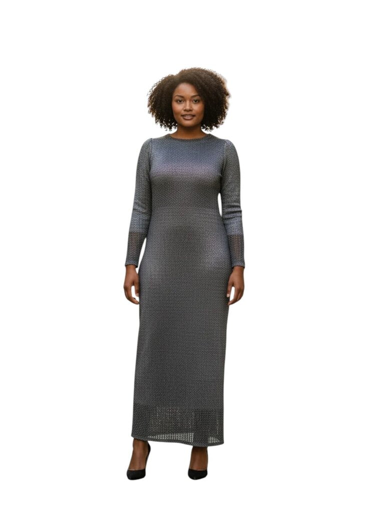 Lurex Long Sleeve Maxi Dress