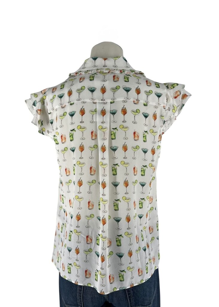 Martel Flutter Sleeve Cocktail Blouse