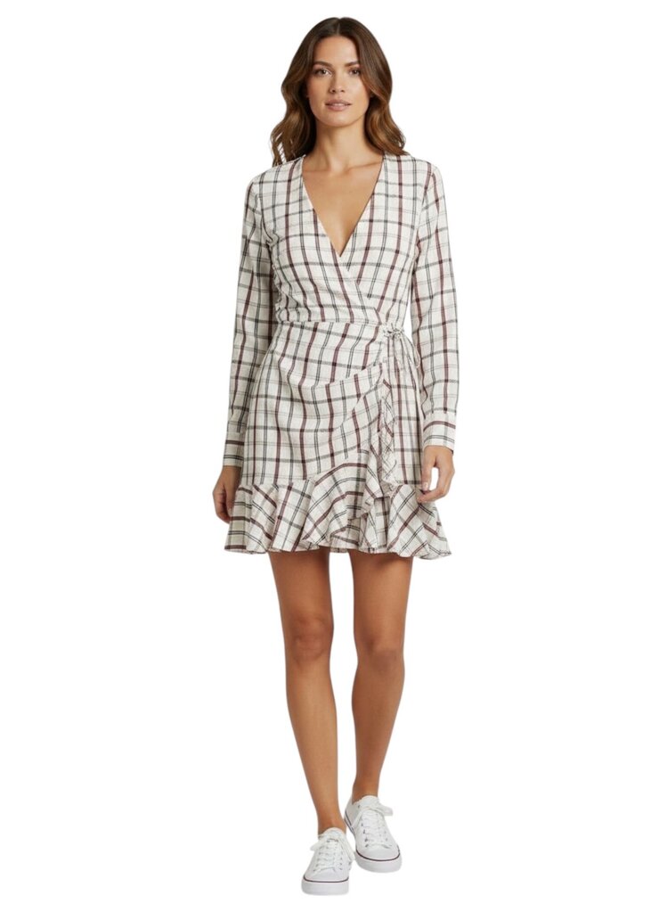 Sherry Plaid Ruffle Wrap Dress