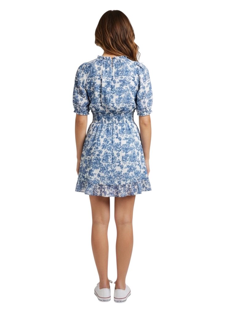Rails Blue V Neck Sinched Waist Midi