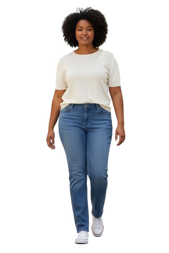 Medium Wash Straight Leg Jeans