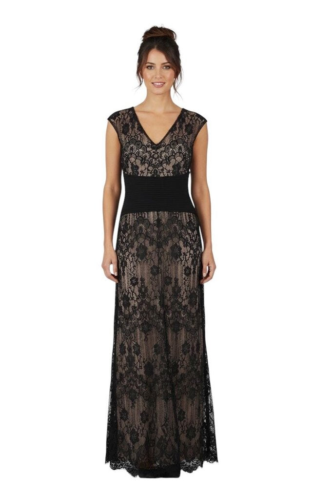 Lace V Neck Evening Gown