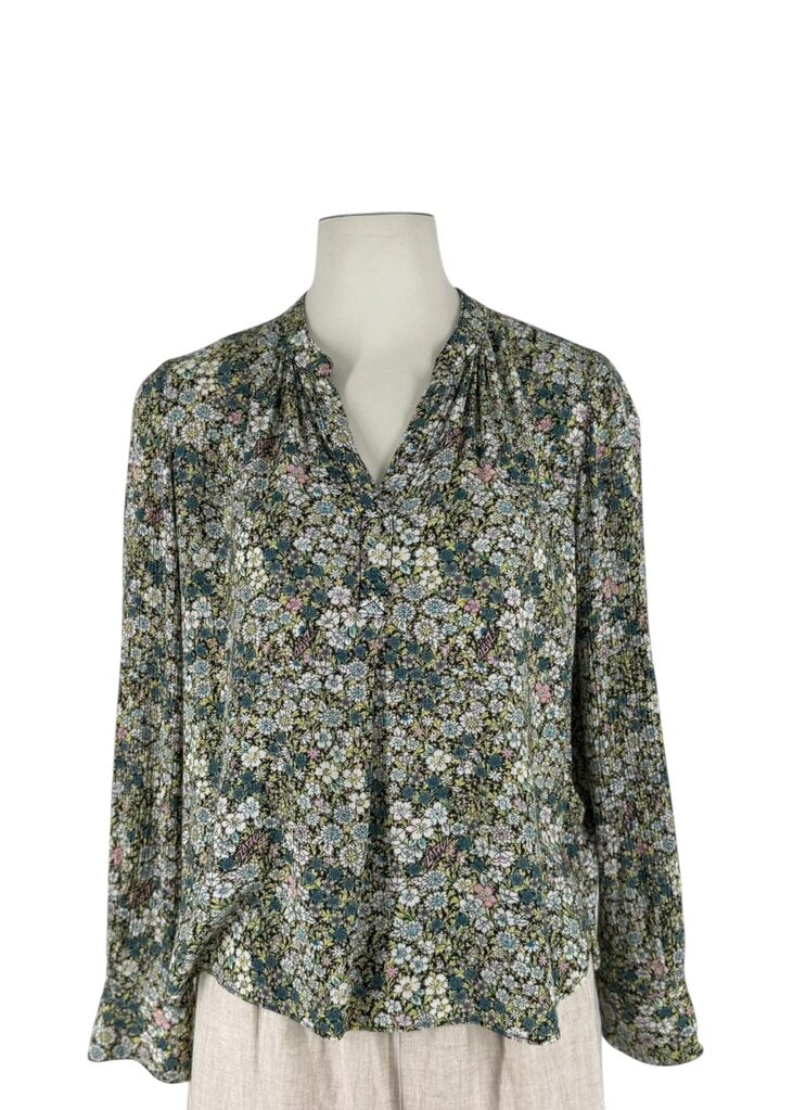 Tink Floral Split-Neck Top