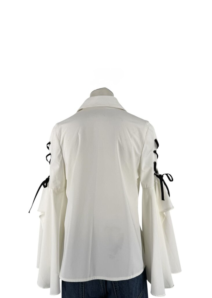 Ribbon Tie Sleeve Button Up Top