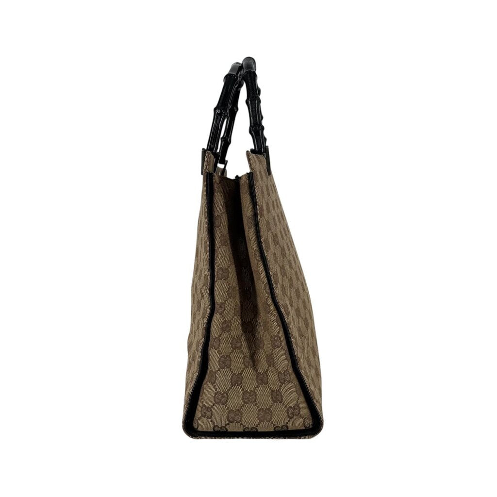 GG Canvas Top Handle Bamboo Handbag