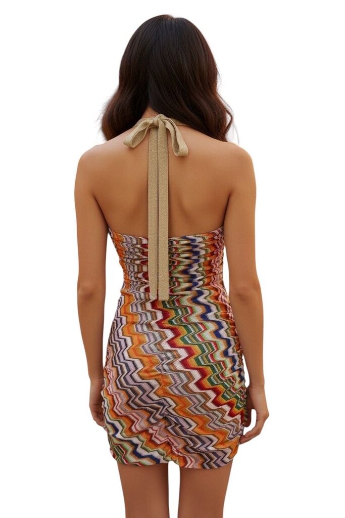 Azores Zig Zag Halter Mini Dress