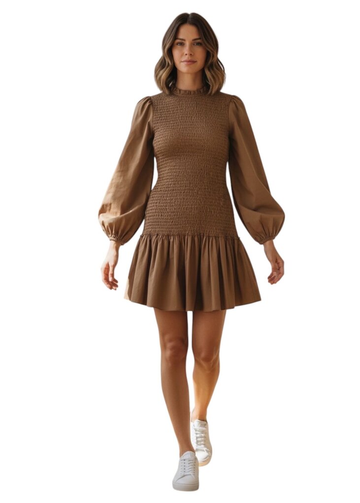 Smocked Puff Sleeve Mini Dress
