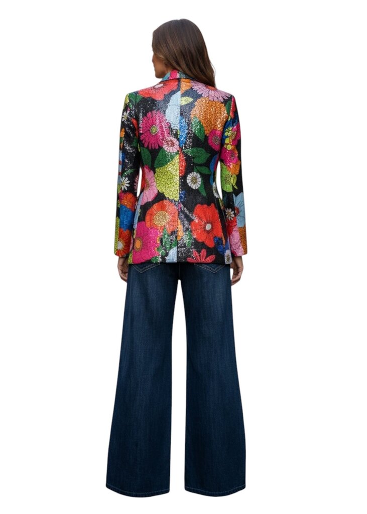 Vilagallo Sequin Maxi Flower Blazer