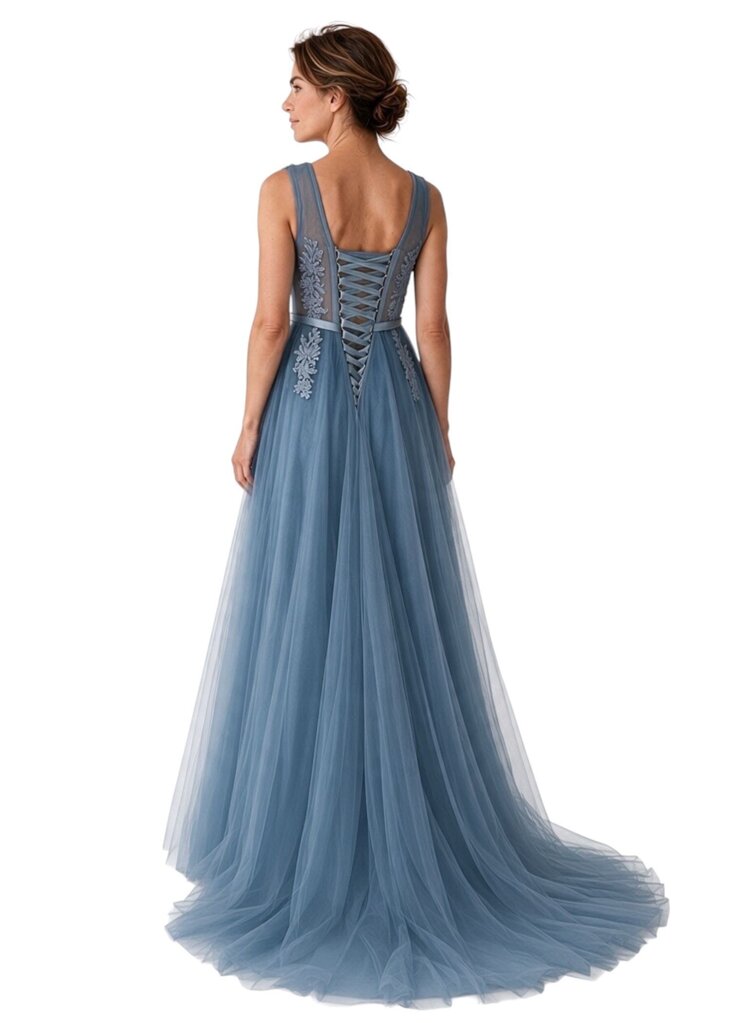 Floral Applique Tulle Ballgown