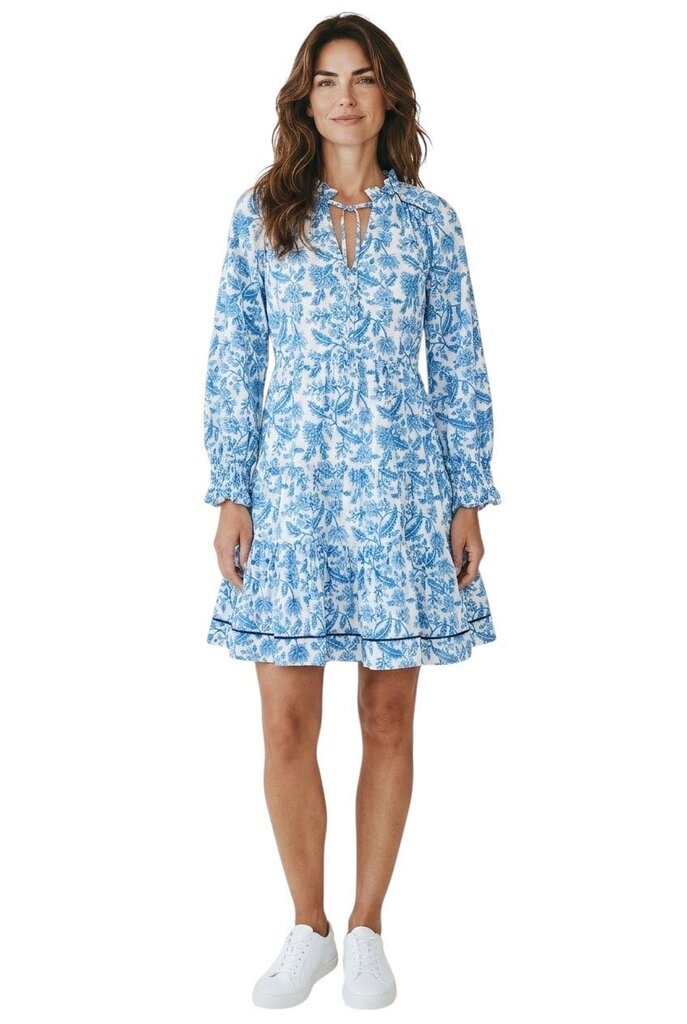 Tie Neck Ruffle Mini Dress