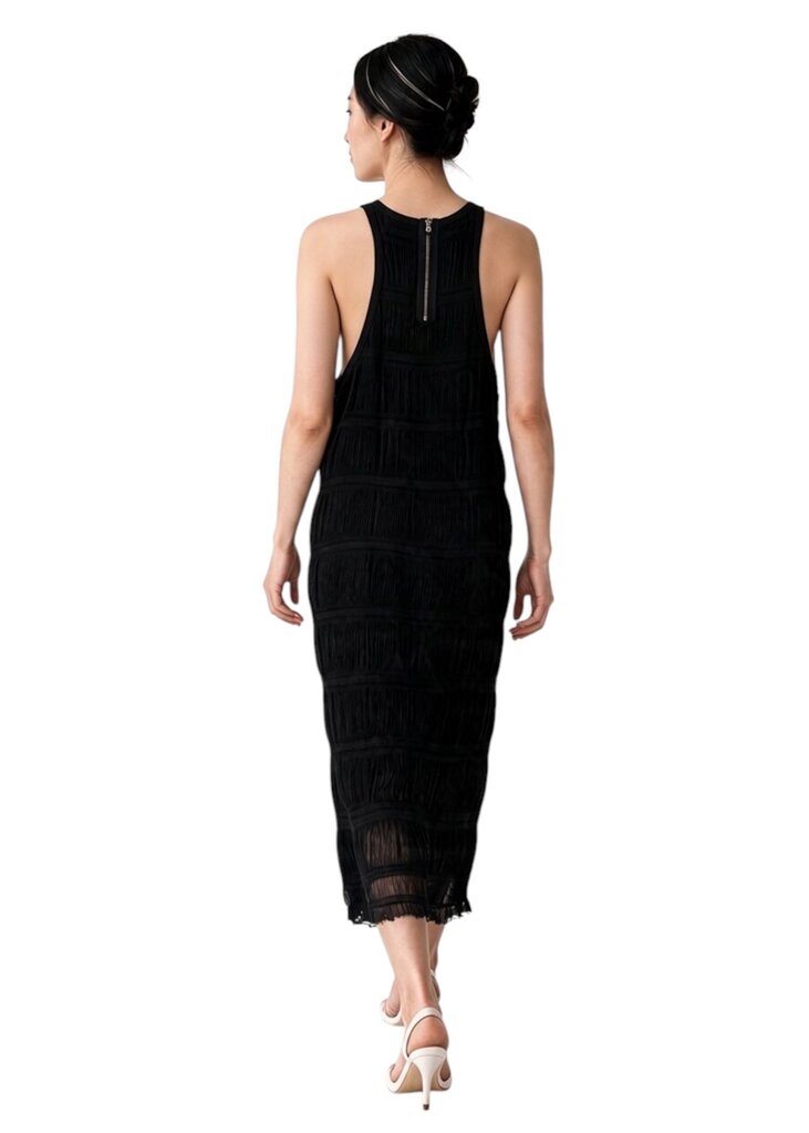 Micro Pleat Sleeveless Shift Maxi Dress
