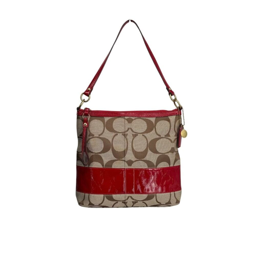 Leather Striped CC Canvas Handbag
