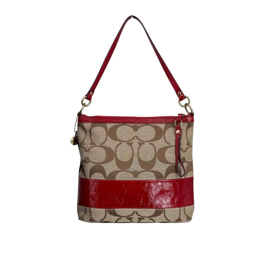 Leather Striped CC Canvas Handbag