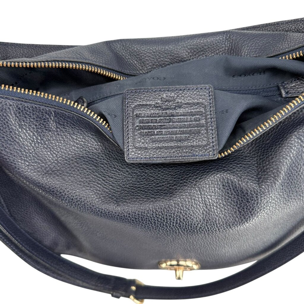 Turnlock Leather Hobo Shoulder Bag
