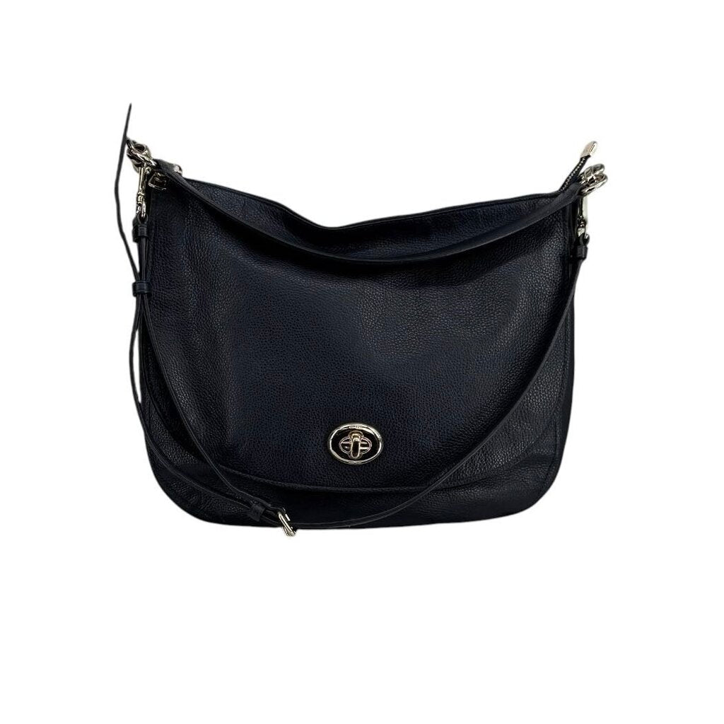 Turnlock Leather Hobo Shoulder Bag