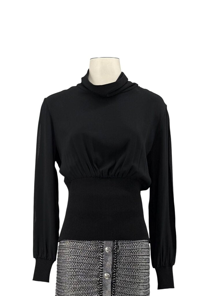 Mockneck Ribbed Hem Blouse / HA6