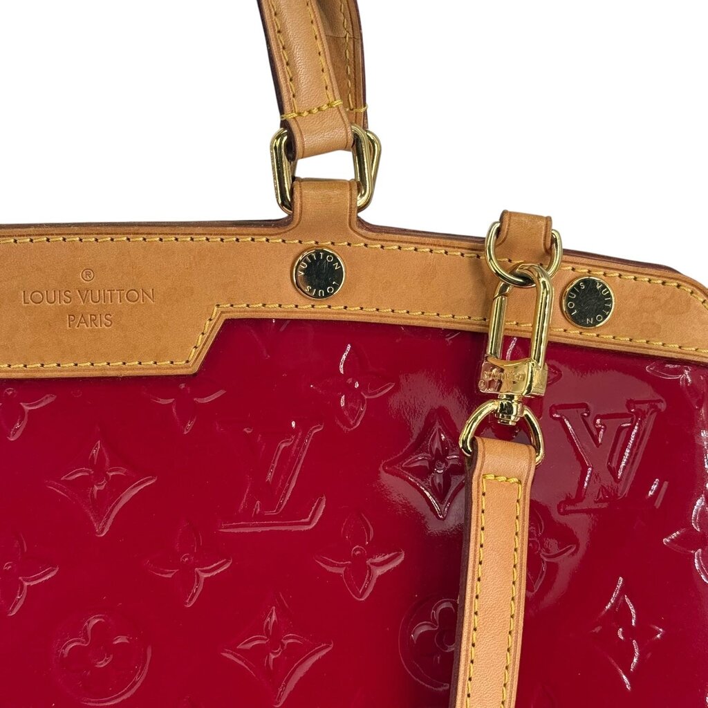 Louis Vuitton Brea Vernis Red Patent Leather Top Handled Satchel with Shoulder Strap
