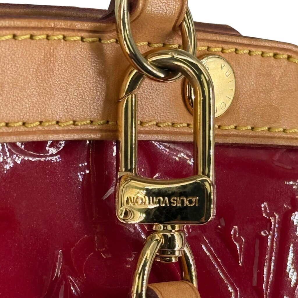Louis Vuitton Brea Vernis Red Patent Leather Top Handled Satchel with Shoulder Strap