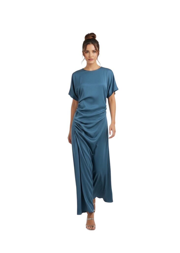 Ruched Short Sleeved Midi