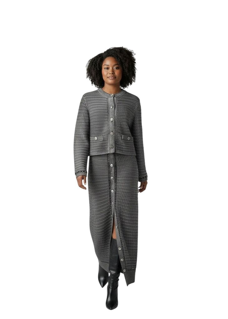 Metallic Maxi Pull On Sweater with Chain / HD6