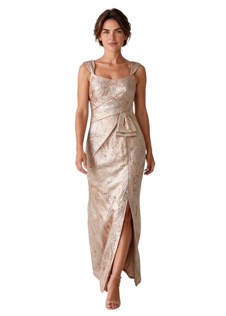 Metallic Foldover Sleeveless Off the Shoulder Metallic Formal