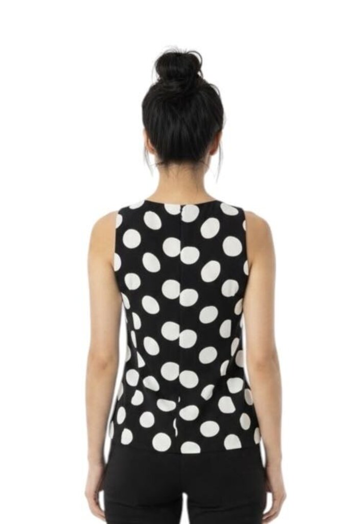 Sleeveless Polka Dot Boat Neck
