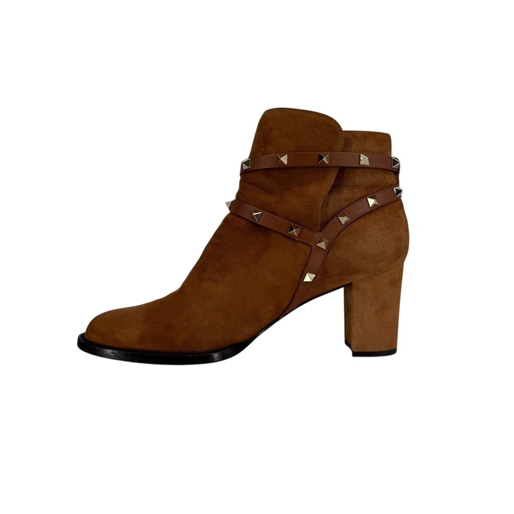 Valentino Rockstud Leather Wrap Suede Boot