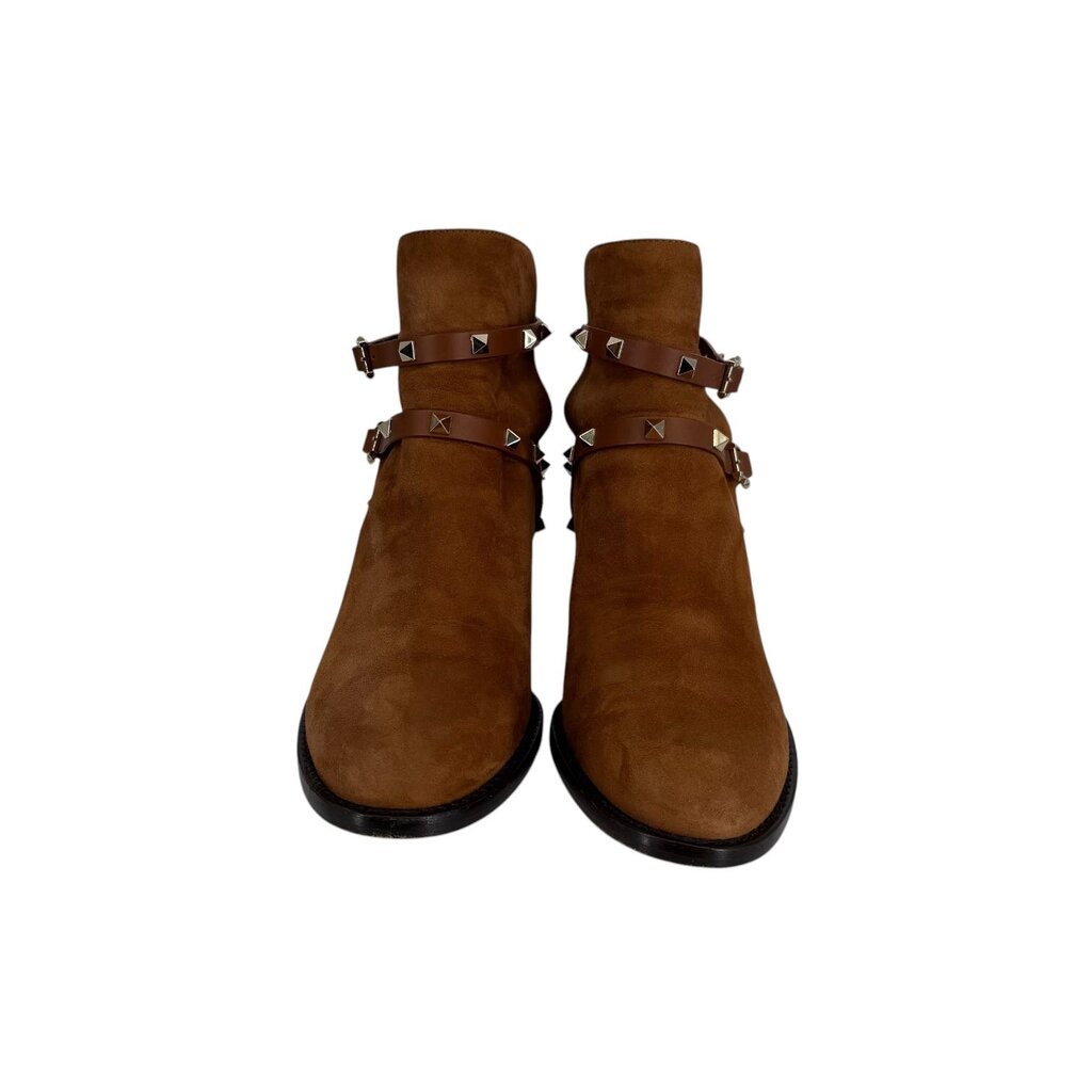 Valentino Rockstud Leather Wrap Suede Boot