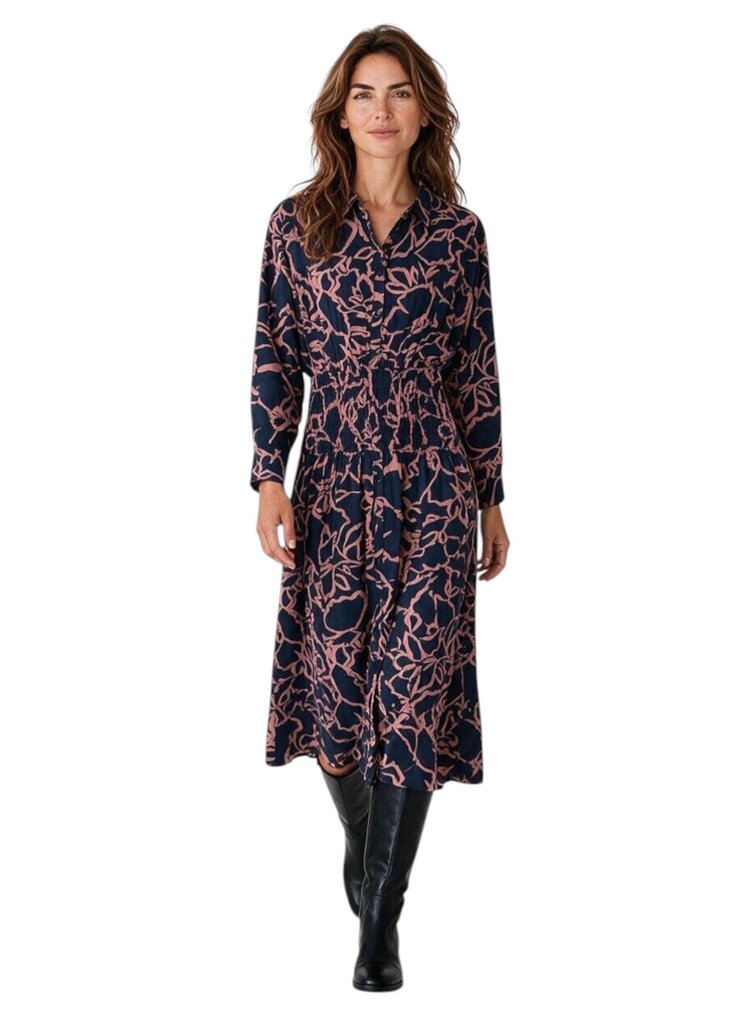 Sophia Smocked Button Up Cotton Maxi Dress