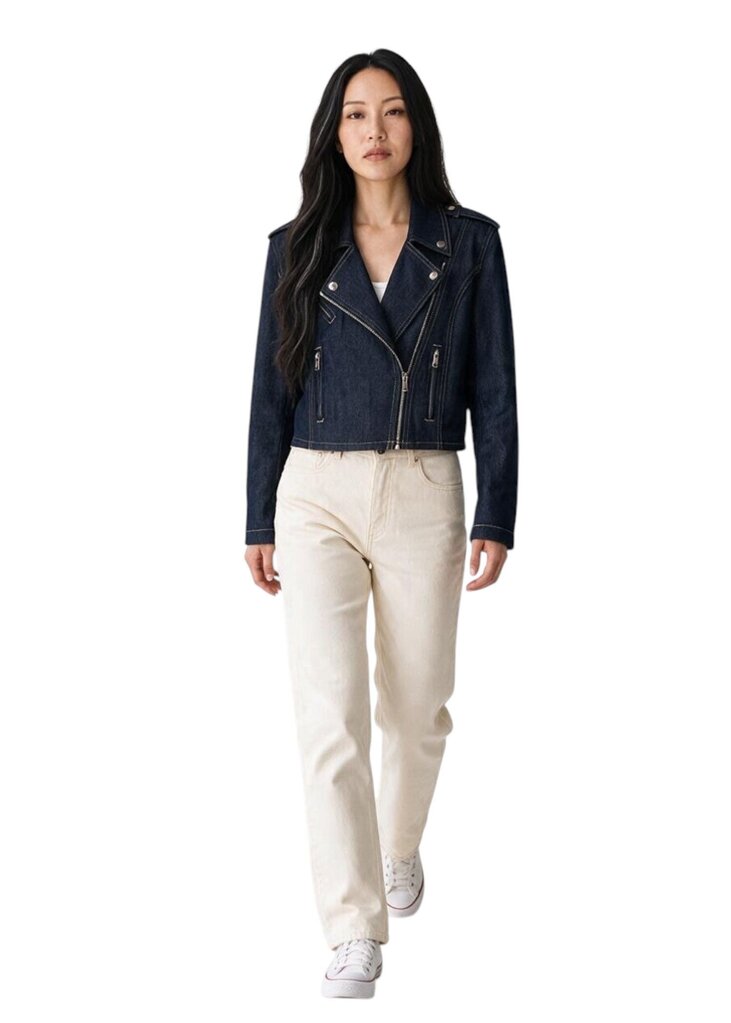 Cosito Sheen Moto Zip Crop Jacket