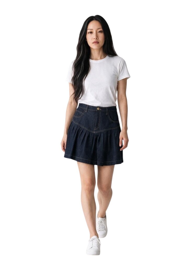 Aurora Drop Panel Yoke Denim Mini Skirt