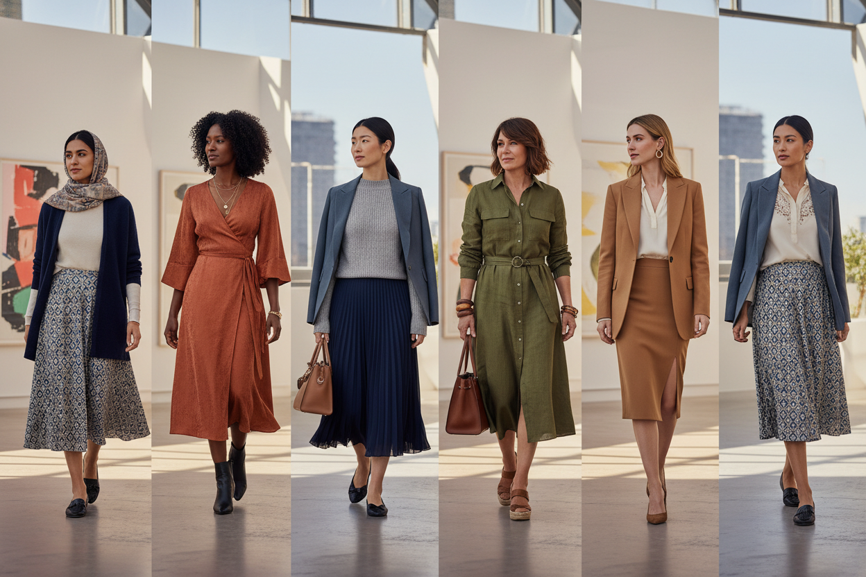 mix in a few outfits with skirts and diversify the models please