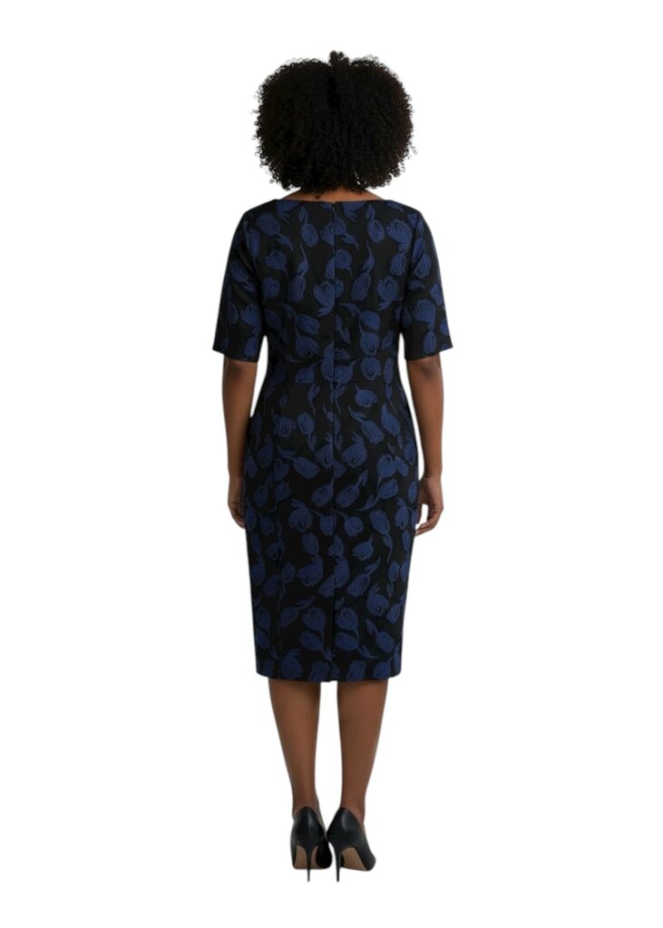 Patterned 3/4 Sleeve Midi Dress