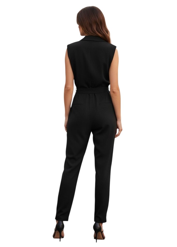 Karina Grimaldi Suit Collar Belted Jumpsuit