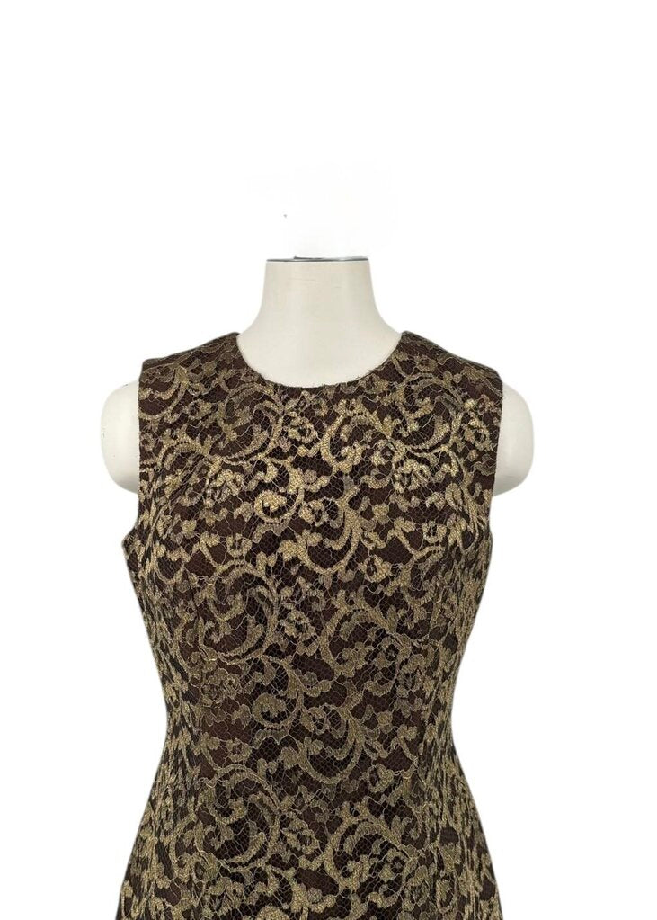 Carmen Marc Valvo Sleeveless Lace Midi Dress