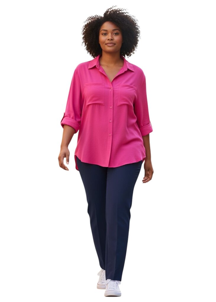 Silk 3/4 Sleeve Button Up \ EB6