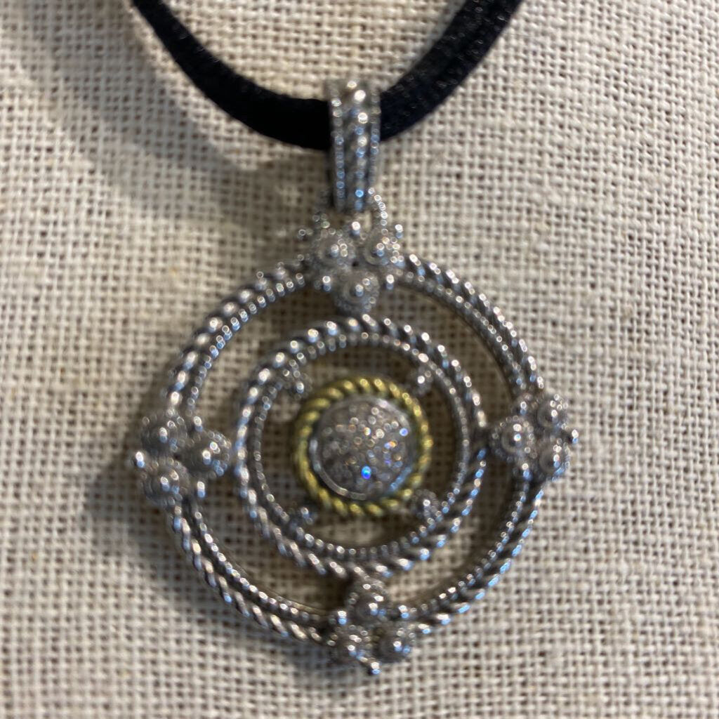 18 Karat Gold and Sterling Silver Pendant Necklace
