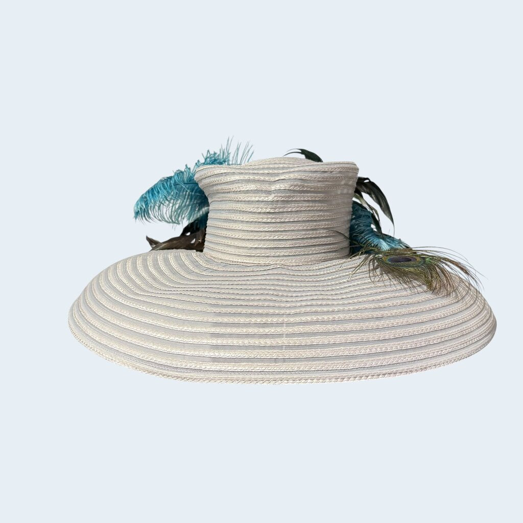 Floral Peacock Feather Hat