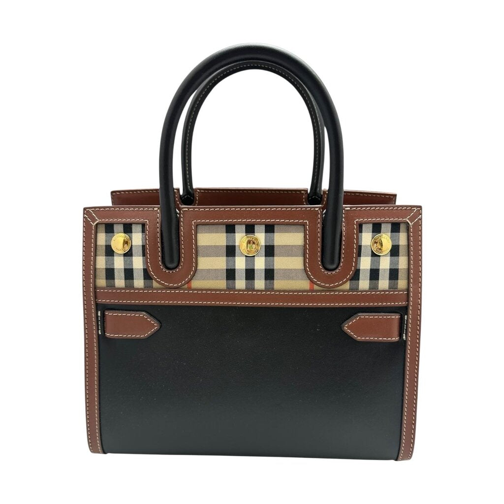 Plaid Leather Title Tote
