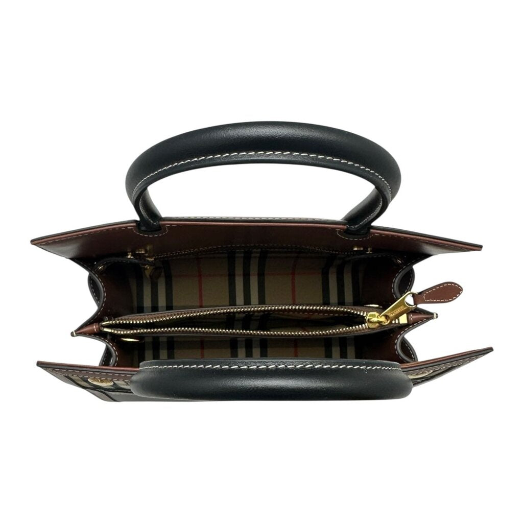 Plaid Leather Title Tote