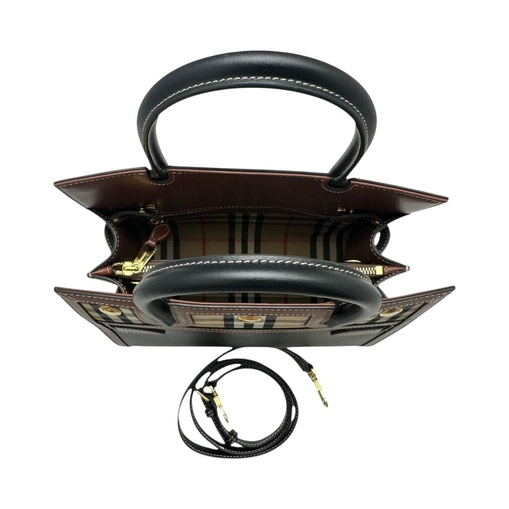 Plaid Leather Title Tote