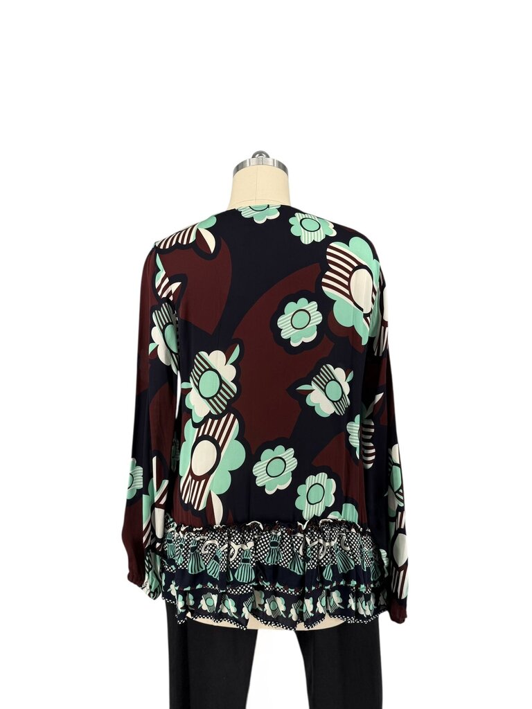 Curate Brn/Green flowers tie neck \ GD4