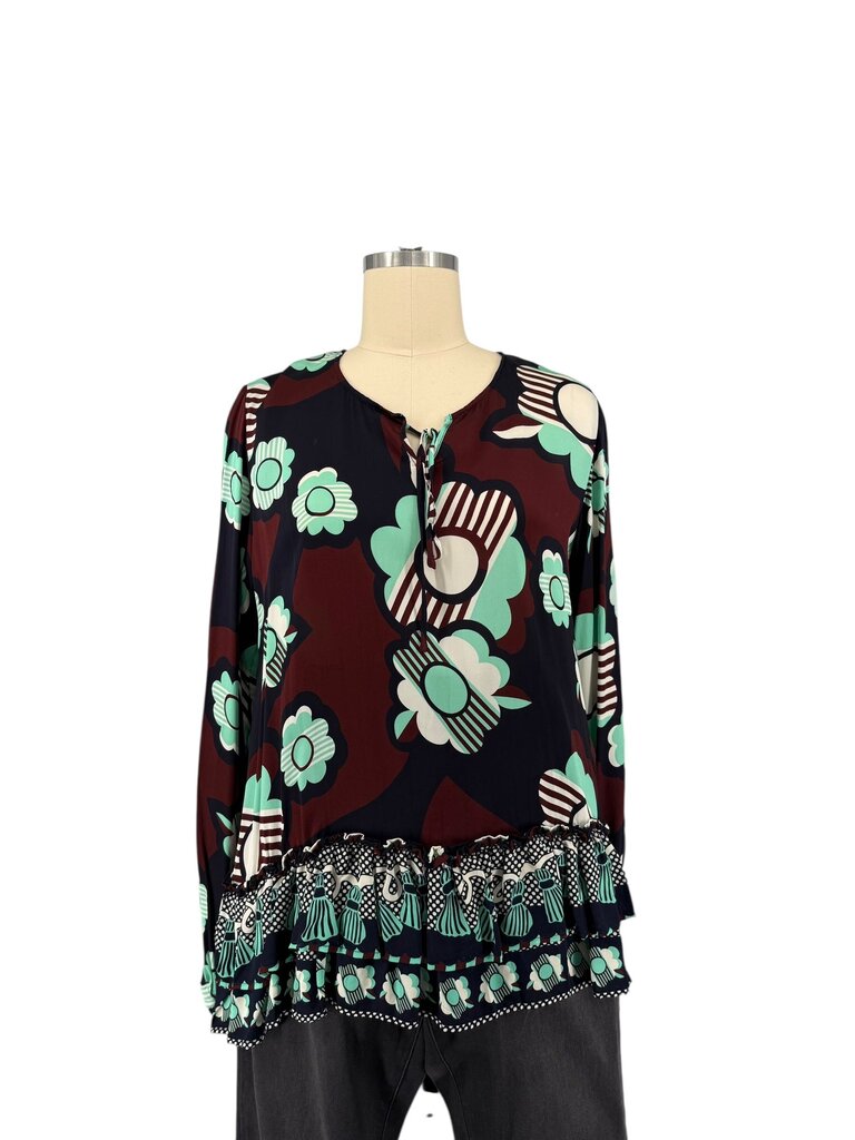Curate Brn/Green flowers tie neck \ GD4