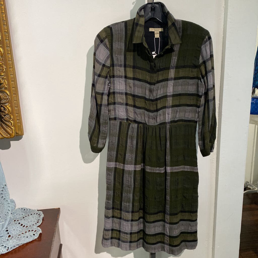 3/4 Sleeve Plaid Shirtdress