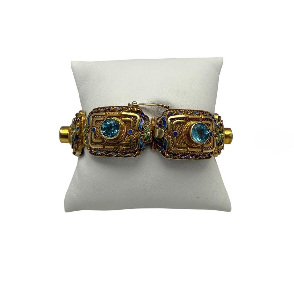 Topaz Filigree Enamel Slide Bracelet