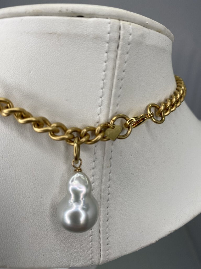 Pame Cuban Rocker Chain w Baroque Pearl / IB4