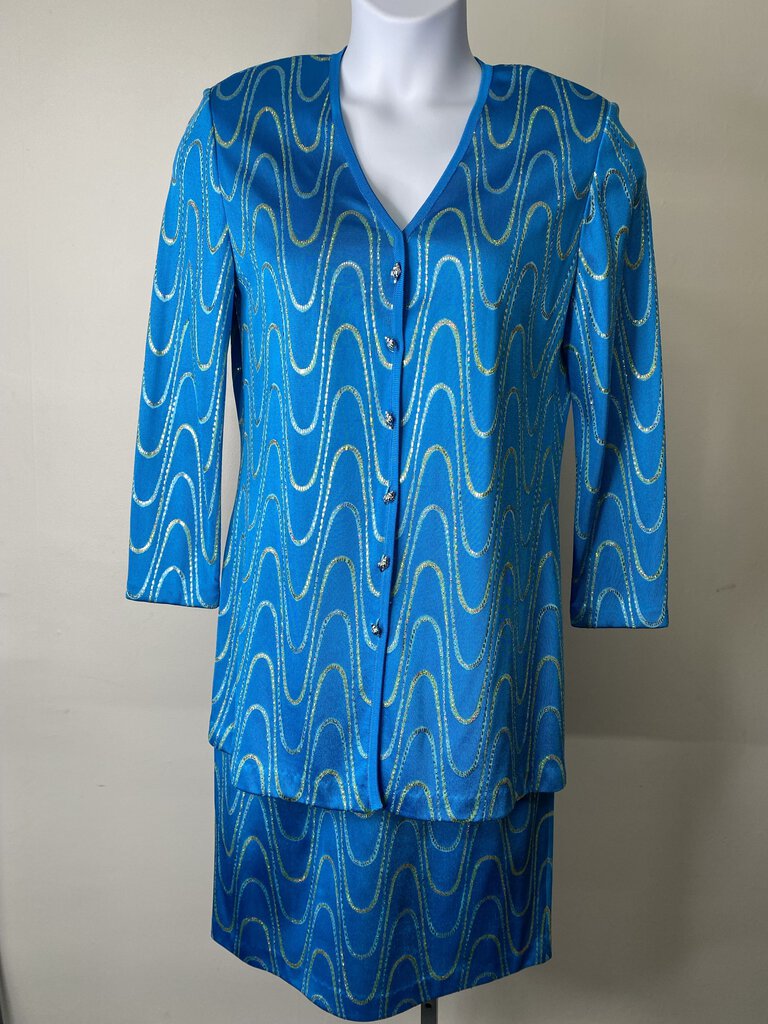 Blue Sequin Shimmering Jacket w/ Sea Shell Buttons / / ID4