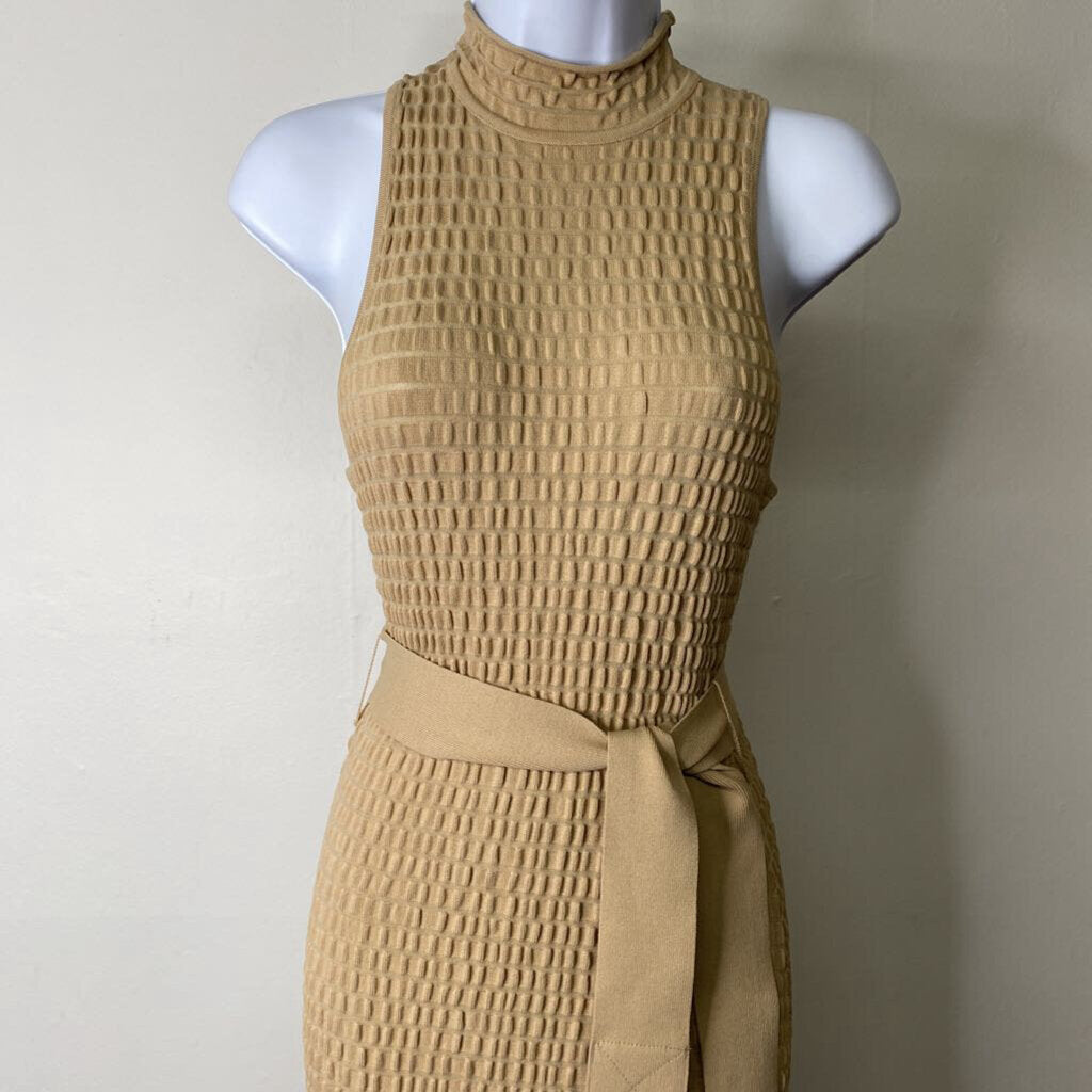 Sleeveless Roll Neck Pucker Slvl Belted / JA