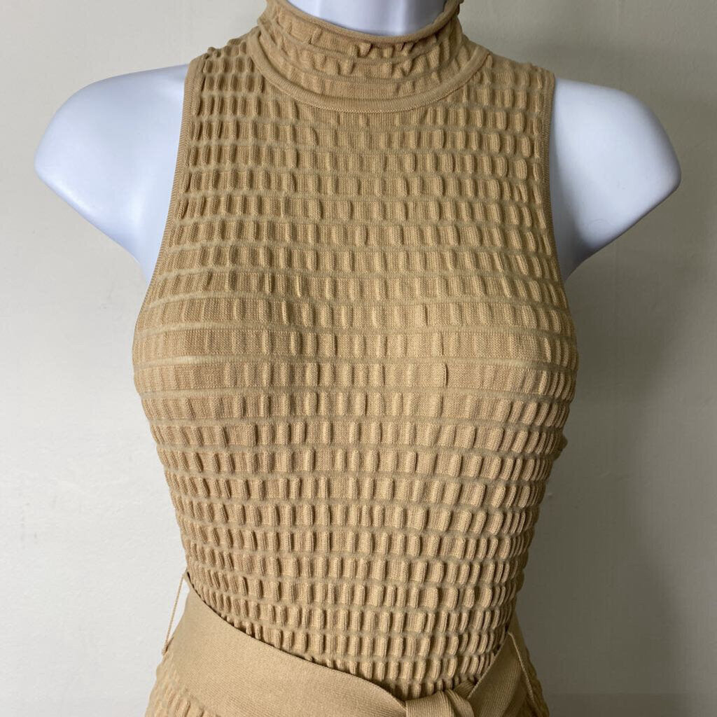 Sleeveless Roll Neck Pucker Slvl Belted / JA